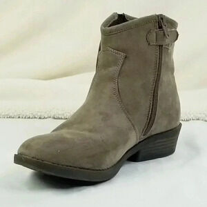Sam Edelman Size 4 Taupe Becka Addie Side Zip Tassels Suede Women's Ankle Boots